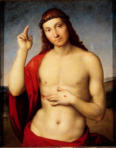 Cristo in panchina Dipinto di Raffaello Sanzio detto Raffaello (1483-1520) 1506 Dim. 30x25 cm Brescia, Pinacoteca Tosio Martinengo da Raphael