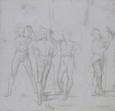 Gruppo di quattro soldati in piedi da Raphael