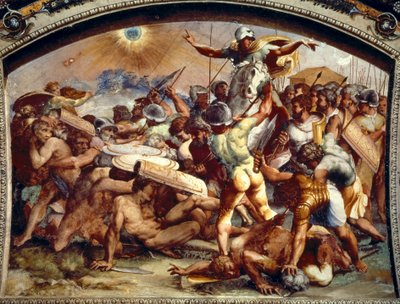 Giosuè oscura il sole, affresco nella Loggia, Vaticano, c. 1518-1519 (affresco) da Raphael