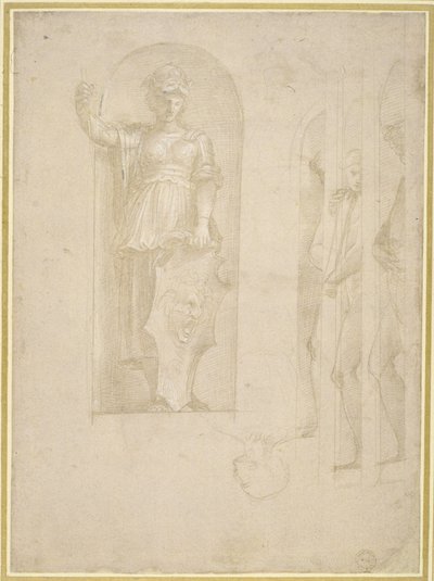 Studi per una figura di Minerva e altre statue da Raphael