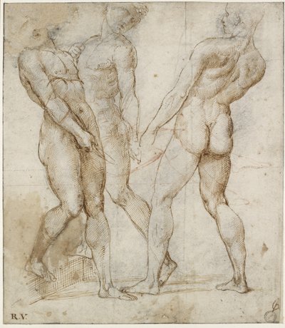 Tre portatori nudi (studio per la Deposizione di Cristo) da Raphael