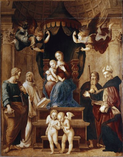 Vergine con quattro angeli e quattro da Raphael