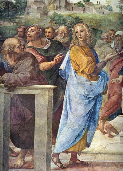 Disputa. Dettaglio: Architetto Bramante e Francesco Maria Della Rovere a destra, 1509 da Raffaello Sanzio Raphael