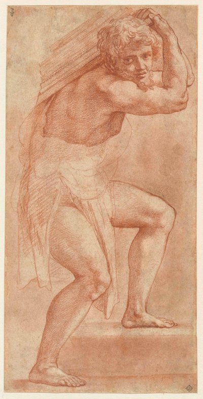 Uomo mezzo avvolto, che porta un carico, 1514-1516 da Raphael