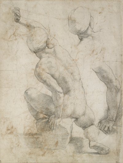 Uomo Nudo seduto su una Pietra da Raphael