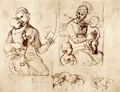 Due studi di Madonna da Raffaello Sanzio Raphael