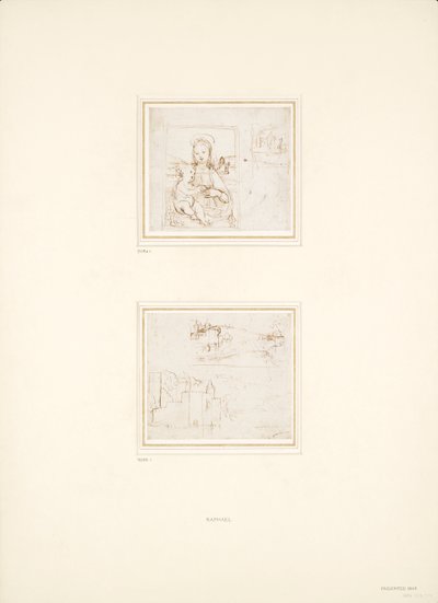 Due schizzi separati di paesaggi da Raphael