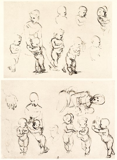 Vari disegni per Madonna in campagna da Raffaello Sanzio Raphael
