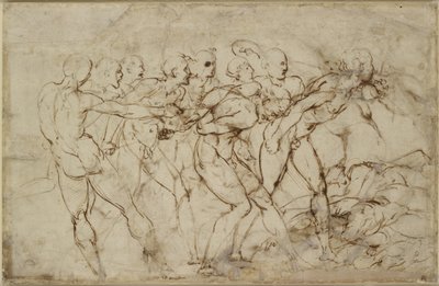 Una battaglia di guerrieri nudi con prigionieri da Raffaello Sanzio Raphael