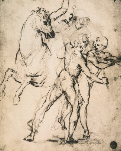 Nudi maschili con un cavallo; disegno di Raffaello da Raffaello Sanzio Raphael