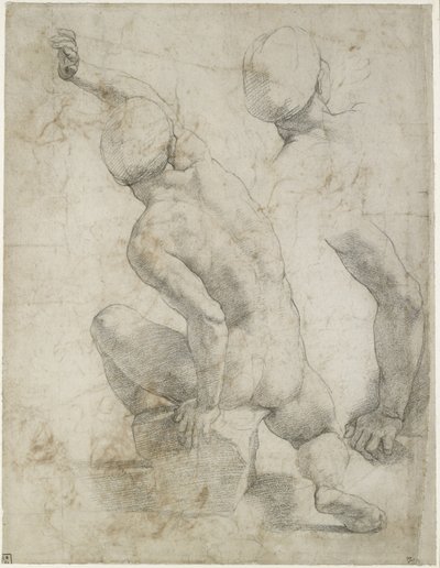 Nudo maschile seduto su una pietra da Raffaello Sanzio Raphael
