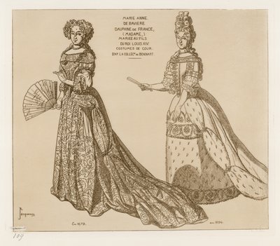 Costumi di corte. Maria Anna di Baviera, Delfina di Francia, sposata al figlio del Re Luigi XIV. Dopo un