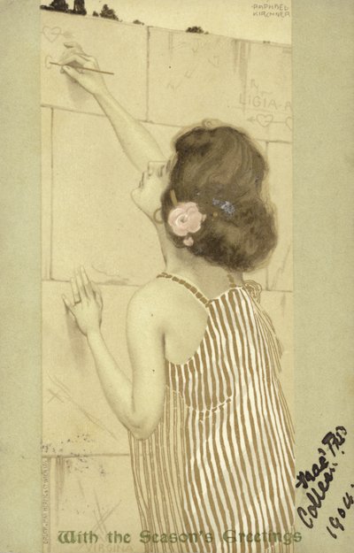 Ragazza che scrive su un muro da Raphael Kirchner