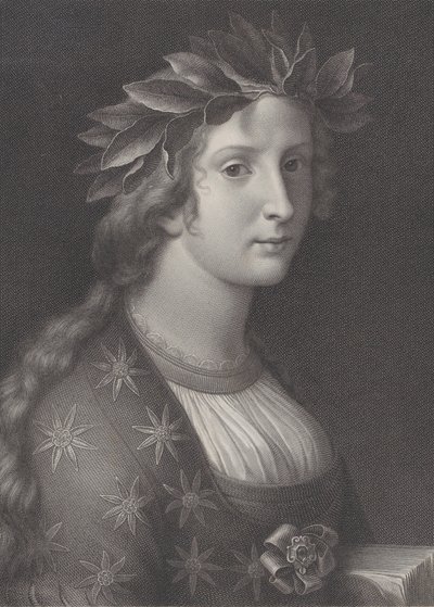 Poesia, una donna con una corona di alloro da Raphael Morghen
