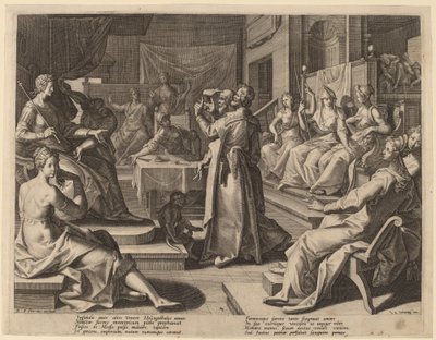 Eliogabalo e le donne sagge da Raphael Sadeler I after Joos van Winghe