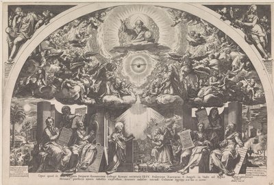 Annunciazione con i sei profeti e cori di angeli da Raphaël Sadeler (I)
