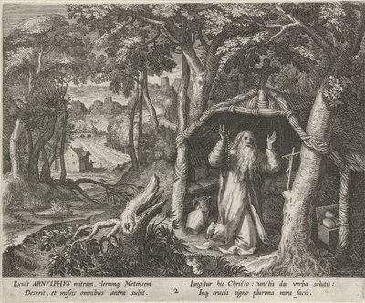 San Arnoldo di Metz come eremita da Raphaël Sadeler (I)