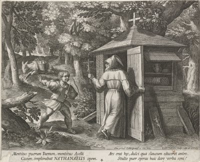 San Bartolomeo come eremita (serie di eremiti, Oraculum Anachoreticum) da Raphaël Sadeler (I)