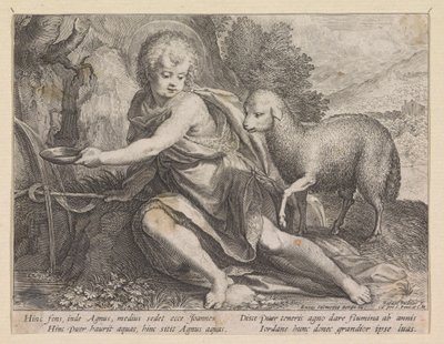 Giovanni Battista come giovane presso una fonte da Raphaël Sadeler (I)