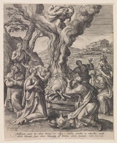 Offerta di Noè dopo il diluvio da Raphaël Sadeler (I)