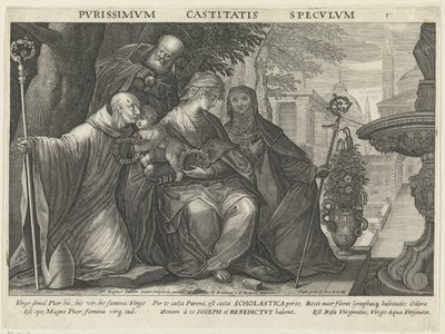 Sacra famiglia con San Benedetto e Santa Scolastica da Raphaël Sadeler (II)