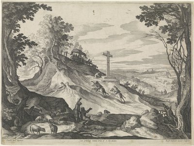 Paesaggio con una croce su una collina da Raphaël Sadeler (II)