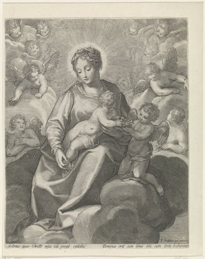 Maria con il Bambino Gesù tra le nuvole da Raphaël Sadeler (II)