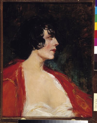 Ritratto di donna con la camicetta rossa da Raymond Allegre