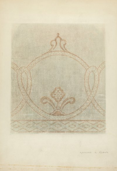 Disegno di restauro di un dipinto murale, c. 1940 da Raymond E. Noble