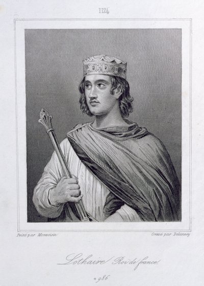 Lotario (941-986) Re di Francia, inciso da Delannoy da Raymond Quinsac Monvoisin