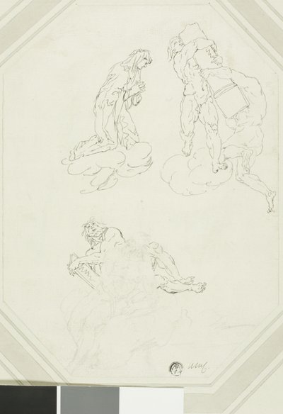 Vergine in preghiera e figure tra le nuvole da Raymond de Lafage