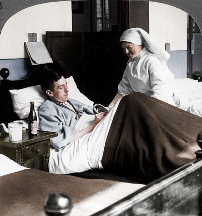 Un soldato che scrive una lettera in ospedale, Prima Guerra Mondiale, 1914-1918 da Realistic Travels Publishers
