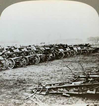 Centinaia di cannoni tedeschi catturati a Couralette, Francia, Battaglia della Somme, Prima Guerra Mondiale, 1916 da Realistic Travels Publishers