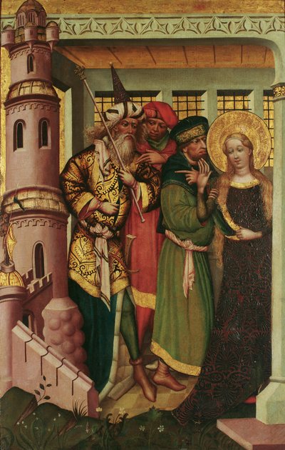 Santa Barbara viene condotta nella torre da Regensburger Maler