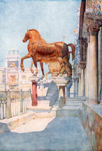 I cavalli di San Marco, guardando verso nord (litografia a colori) da Reginald Barratt