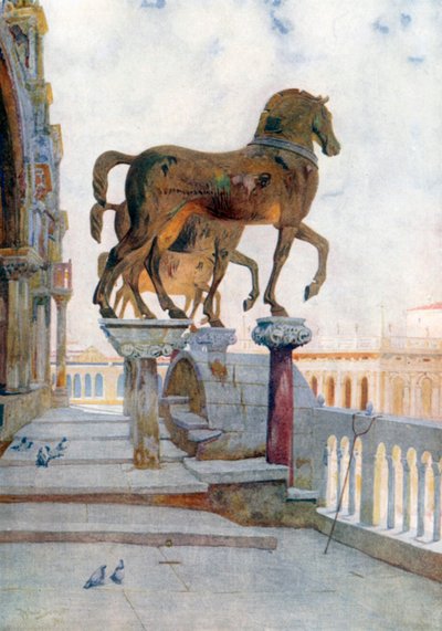 I cavalli di San Marco, guardando verso sud (litografia a colori) da Reginald Barratt