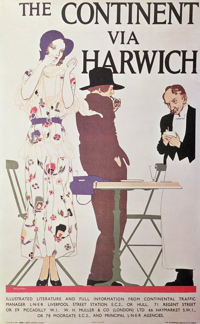 Il continente via Harwich (poster) da Reginald Edward Higgins