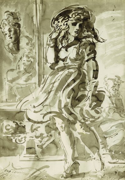Una gonna gonfiata dal vento: Un disegno a doppia faccia da Reginald Marsh
