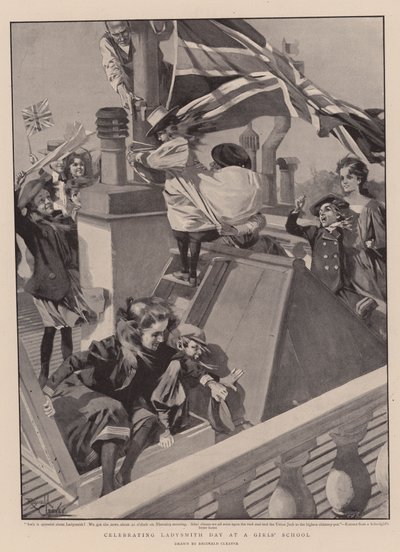 Celebrazione del Ladysmith Day in una scuola femminile (litografia) da Reginald Thomas Cleaver