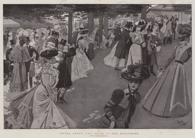 Royal Ascot, scena nel recinto (litografia) da Reginald Thomas Cleaver