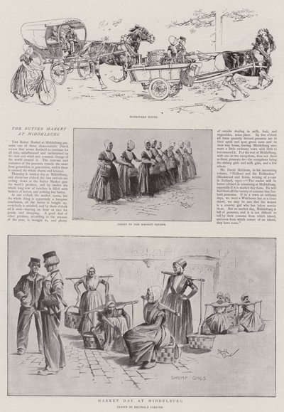 Il mercato del burro di Middelburg (litografia) da Reginald Thomas Cleaver