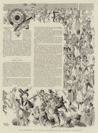 Carnevale a Olimpia, corteo di pattinatori in costume (litografia) da Reginald Thomas Cleaver