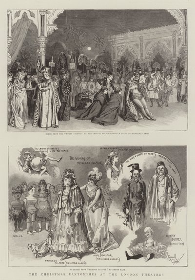 Le pantomime di Natale nei teatri di Londra (incisione) da Reginald Thomas Cleaver