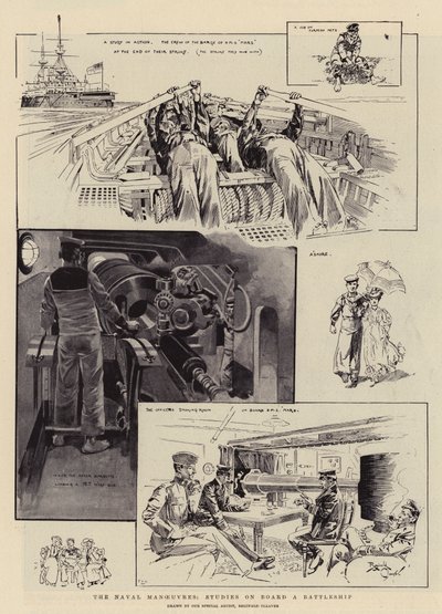 Le manovre navali, studi a bordo di una nave da guerra (litografia) da Reginald Thomas Cleaver