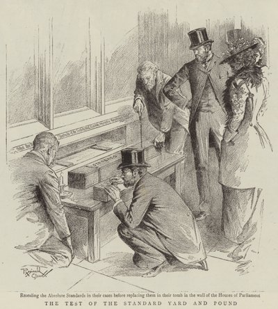 Il test della iarda e della libbra standard (litografia) da Reginald Thomas Cleaver