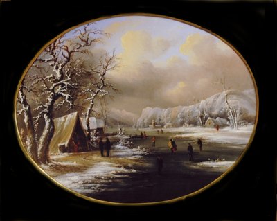 Pattinaggio invernale nel New Jersey, ca. 1847 da Regis Francois Gignoux