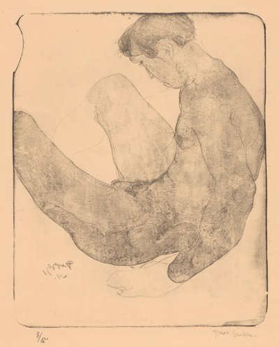 Uomo nudo con ginocchia piegate da Reijer Stolk (signed by artist)