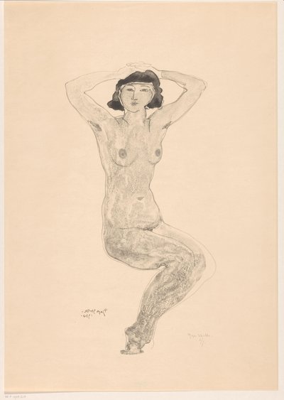 Donna nuda seduta con le mani sulla testa da Reijer Stolk (signed by artist)
