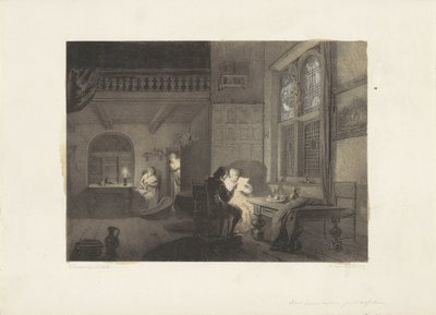 Interno con figure alla luce delle candele da Reinier Craeyvanger