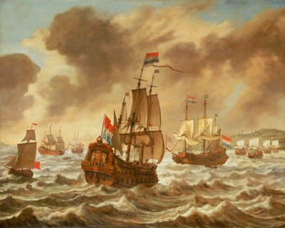 Prima della battaglia di Downs, 21 ottobre 1639, che mostra la nave ammiraglia di Tromp 